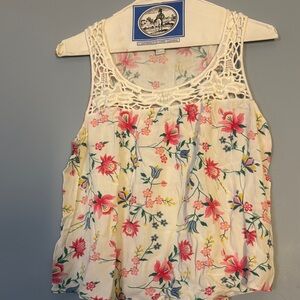 Floral Crochet Trim Women's Top